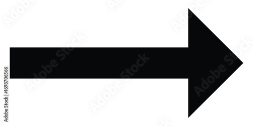 Isolated dark black side pointing vector arrow set. Arrowhead long vector icons. Bold pointing vector arrow icons. Black long line arrow icon on white background.  