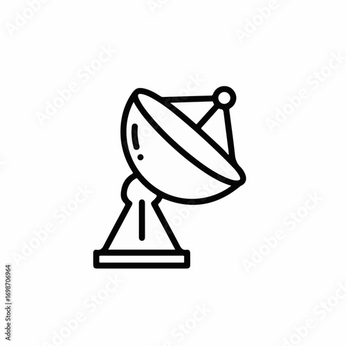 Simple line art illustration of a satellite dish pointing upwards