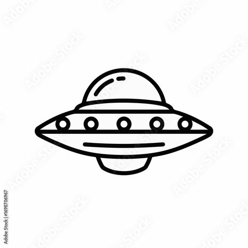 Futuristic flying saucer illustration exploring the unknown.
