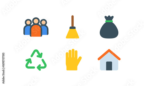 Community service icons for volunteer projects and social initiatives design