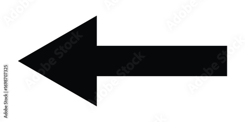 Arrowhead long vector icons. Bold pointing vector arrow icons. Isolated dark black side pointing vector arrow set. Black long line arrow icon on white background. 