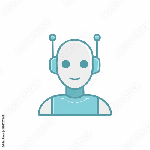 A simplistic portrayal of an android's face, ideal for tech or ai-related applications
