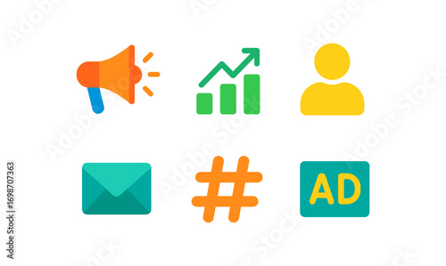 Essential digital marketing icons for online campaigns and promotions