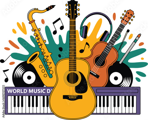 Vibrant collection of musical instruments celebrating the joy of sound and melody