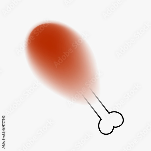 Fried chicken leg silhouette. Creative minimal tasty fast food composition with gradient blurred and line elements. Modern abstract fashion vector illustration.