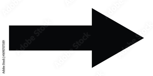 Isolated dark black side pointing vector arrow set. Arrowhead long vector icons. Bold pointing vector arrow icons. Black long line arrow icon on white background.  