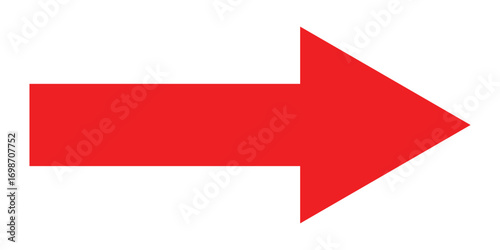 Red long line arrow icon on white background.  Arrowhead long vector icons.  Isolated  red  pointing vector arrow set.  Straight long arrow icon. 