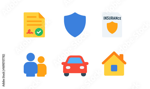Comprehensive insurance policy icons for financial security designs