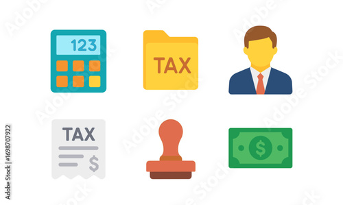 Tax consulting icons collection for financial services and accounting design