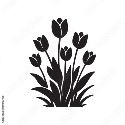 Vector art of silhouette of a tulip flower arrangement