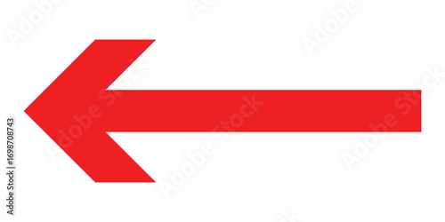Red long line arrow icon on white background.  Arrowhead long vector icons.  Isolated  red  pointing vector arrow set.  Straight long arrow icon. 