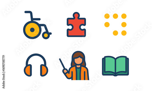 Inclusive special needs education icons for teaching and learning resources