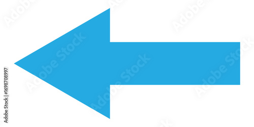 Long blue arrowhead vector icon set.  Isolated long blue arrow icon on white background. Left side directional arrows.  EPS 10. 