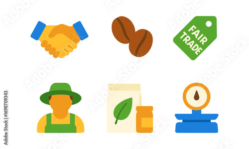 Fair trade icons collection for ethical commerce and sustainable business design
