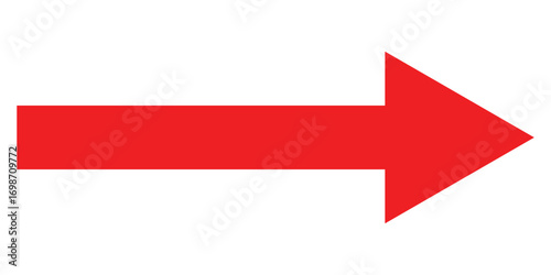 Red long line arrow icon on white background.  Arrowhead long vector icons.  Isolated  red  pointing vector arrow set.  EPS 10. 