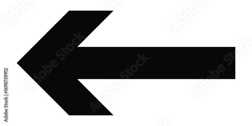 Arrowhead long vector icons. Bold pointing vector arrow icons. Isolated dark black side pointing vector arrow set. Black long line arrow icon on white background. EPS 10.  