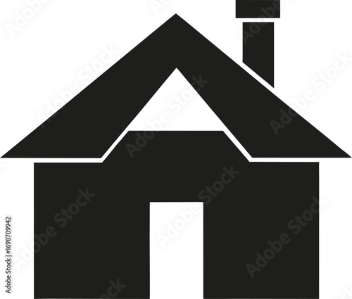 simple black silhouette of a house with chimney icon design