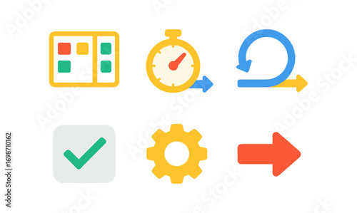 Agile methodology icons collection for productivity and project management design