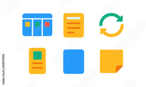 Kanban icons set for project management and organization design