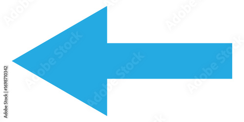 Long blue arrowhead vector icon set.  Isolated long blue arrow icon on white background. Left side directional arrows. EPS 10. 