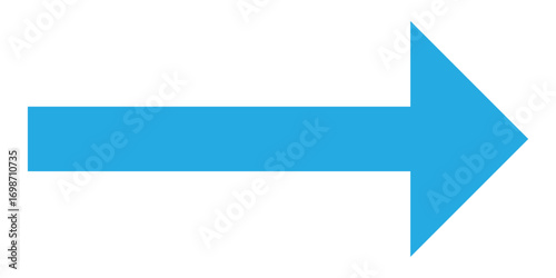 Long blue arrowhead vector icon set.  Isolated long blue arrow icon on white background. Left side directional arrows. 