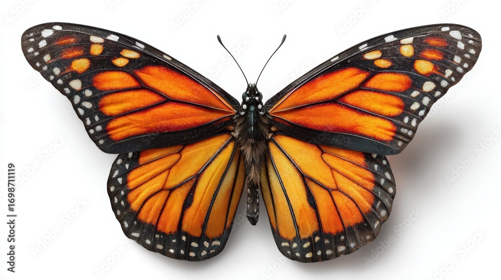 Fototapeta premium a beautiful monarch butterfly isolated on transparent background