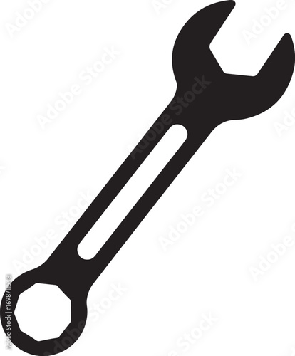 Detailed illustration of a mechanical wrench with precision engineering elements