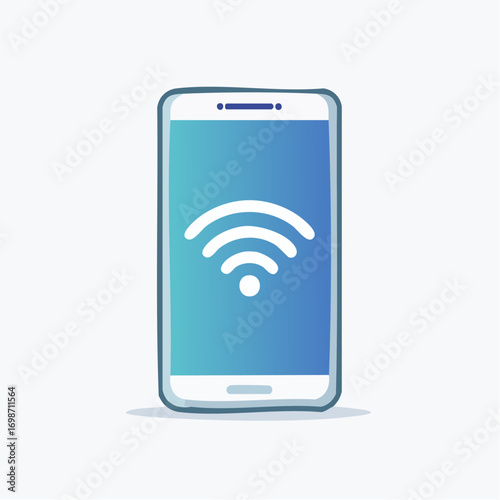 Digital Device Depicting Wireless Connectivity Symbol on a Gradient Blue Screen