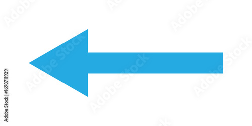 Long blue arrowhead vector icon set.  Isolated long blue arrow icon on white background. Left side directional arrows. EPS 10. 