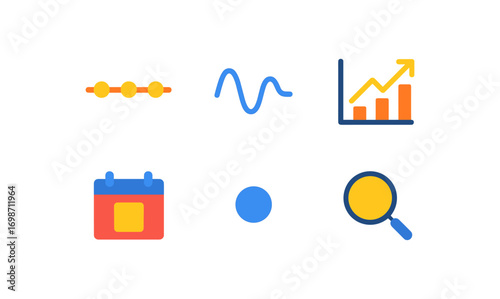 Simplified time series icons for data analysis and business visualizations