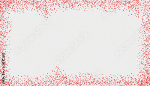 Softly blurring pink and red confetti border frames a blank white space for text or design