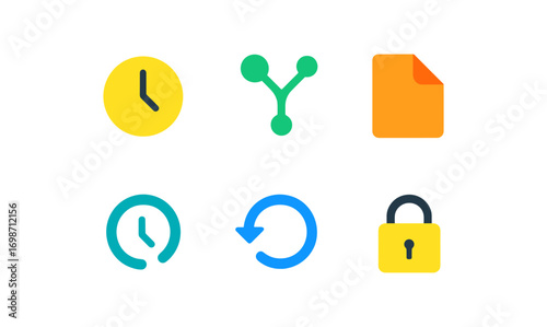 Essential version control icons for software development and workflow management