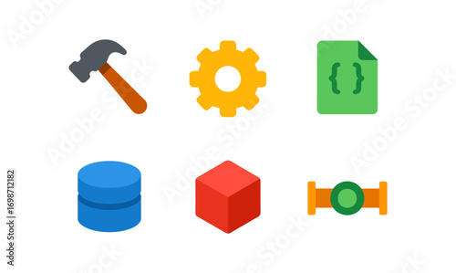 Minimalist icons for building systems with tools and components for ui design