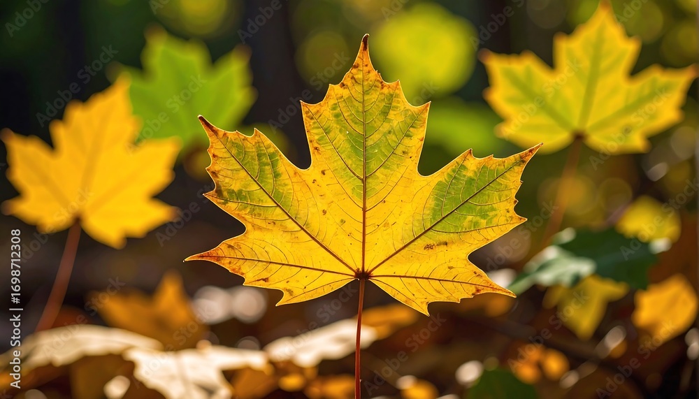 Fototapeta premium Autumn maple leaves in sunlight
