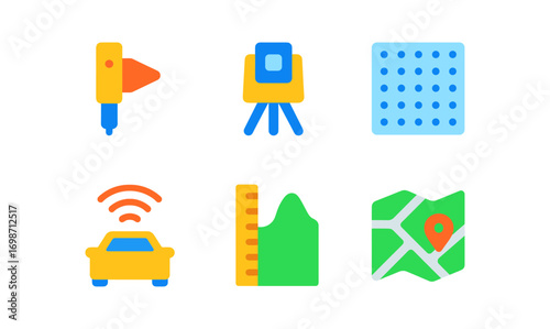 Lidar mapping icons set for geospatial data visualization and surveying applications