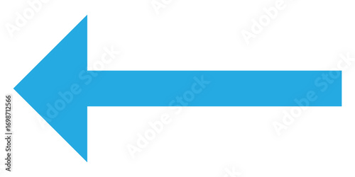Long blue arrowhead vector icon set.  Isolated long blue arrow icon on white background. Left side directional arrows. EPS 10. 