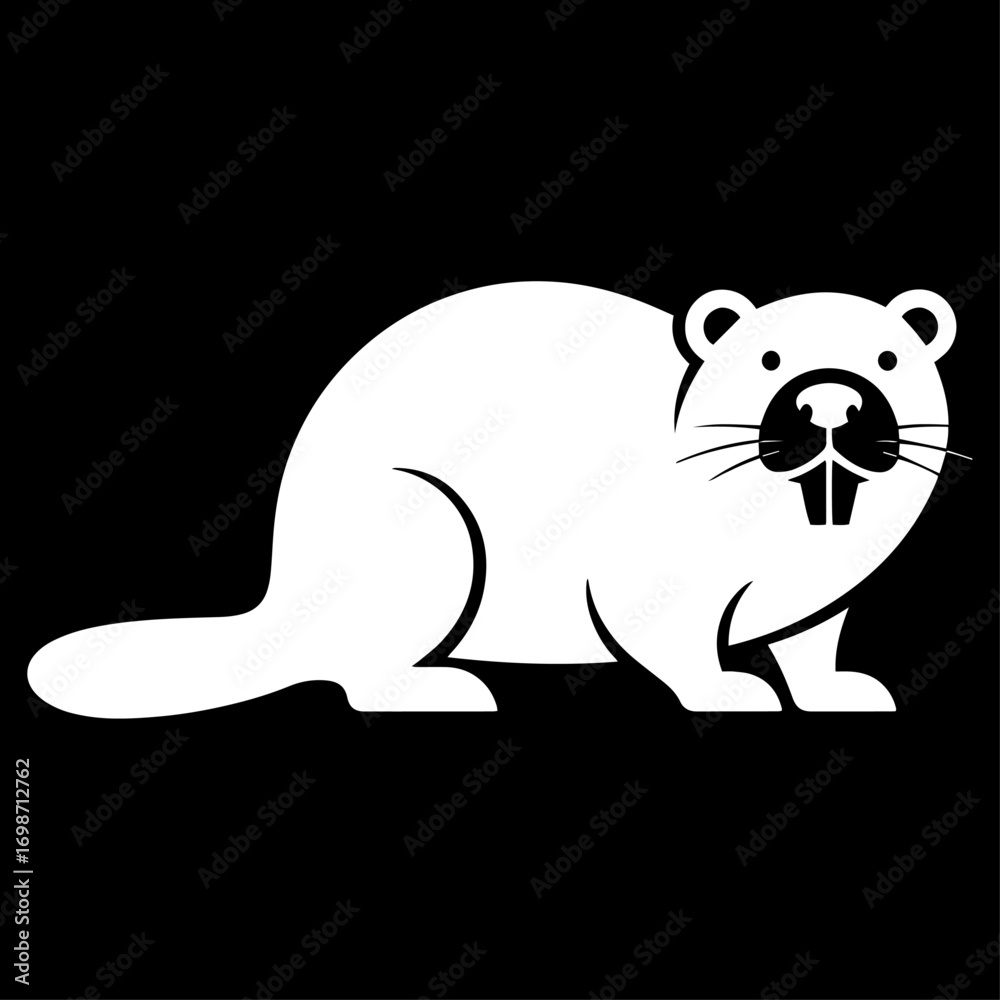 Fototapeta premium Minimal black silhouette of a beaver, flat design. 