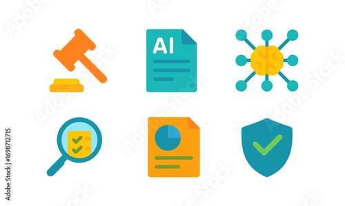 Ai governance icons for technology and compliance concepts