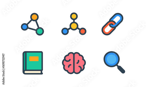 Knowledge graph concept icons for data visualization and education design