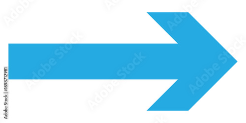 Long blue arrowhead vector icon set.  Isolated long blue arrow icon on white background. EPS 10. 