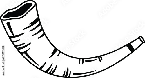 a curved horn illustration in silhouette on transparent background