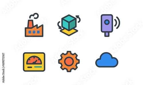 Modern industrial icon set for efficient digital design projects