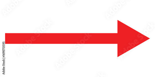  Bold pointing vector arrow icons. Isolated  red  pointing vector arrow set. Red long line arrow icon on white background.  Arrowhead long vector icons. EPS 10. 