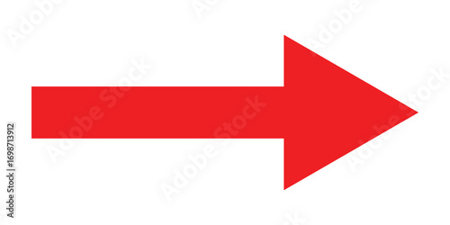  Bold pointing vector arrow icons. Isolated  red  pointing vector arrow set. Red long line arrow icon on white background.  Arrowhead long vector icons. EPS 10. 