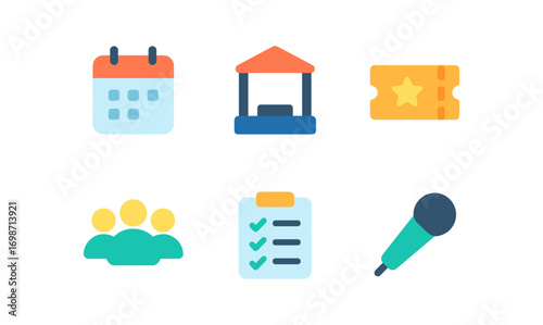 Event management icon set for efficient planning and organization