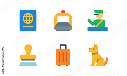 Customs control icons for travel and security design projects