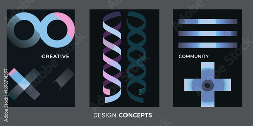 Abstract design concepts representing creativity connection and community with modern graphics