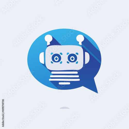 Illustrative Representation of a Conversational Artificial Intelligence Robot within a Speech Bubble