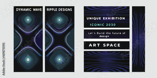 Abstract dynamic wave ripple designs for unique exhibition iconic art space building future of design