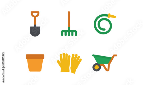 Modern garden tools icons set for spring and summer landscaping projects